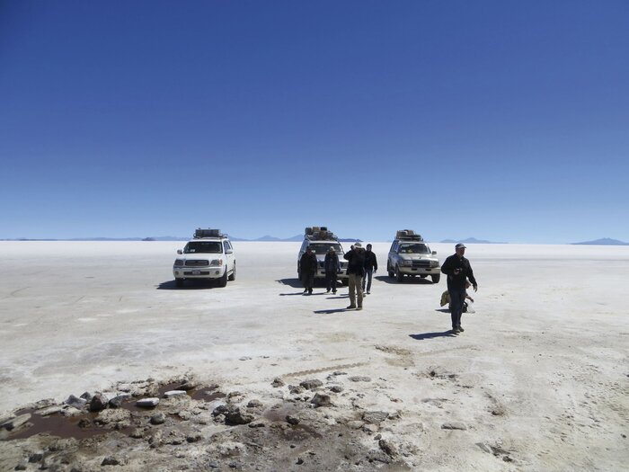 Auf dem Uyuni-Salzsee, Bolivien